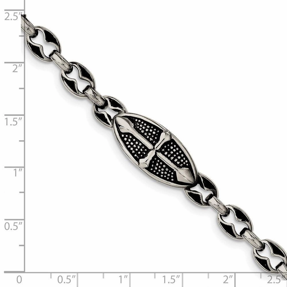 Stainless Steel Antiqued Links 9in Toggle Bracelet