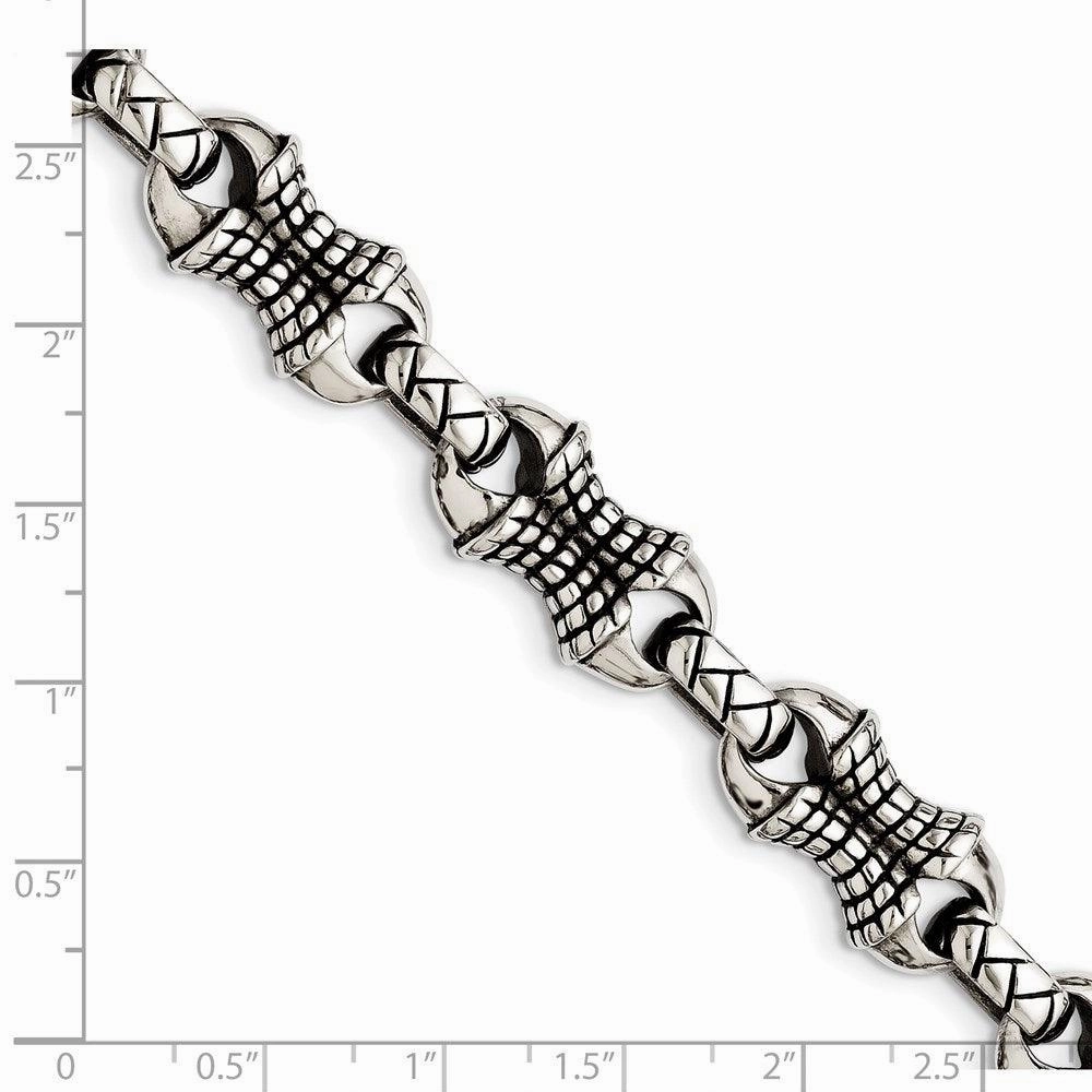 Stainless Steel Antiqued Patterned Bracelet