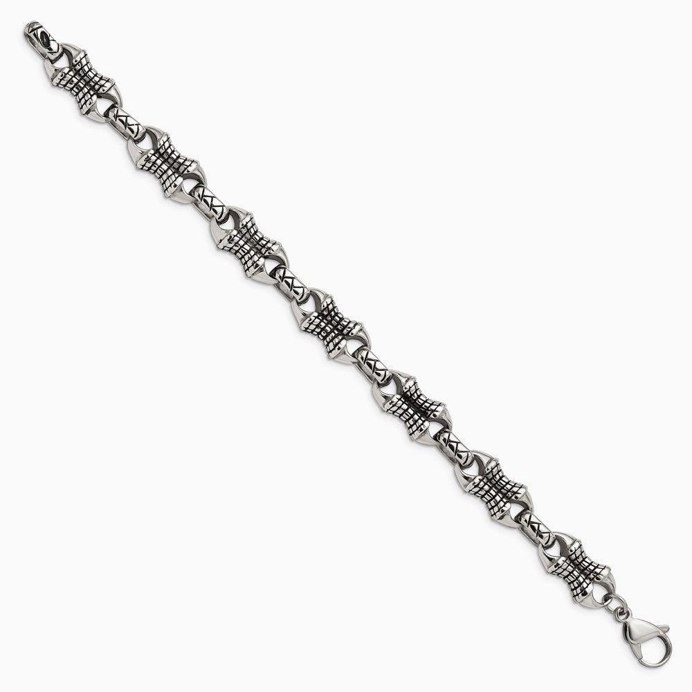 Stainless Steel Antiqued Patterned Bracelet