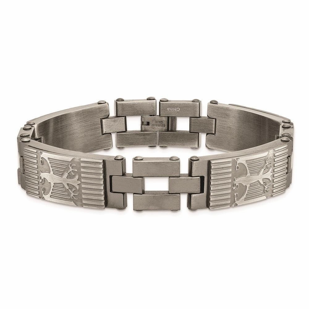 Stainless Steel Antiqued Polished and Brushed Bracelet