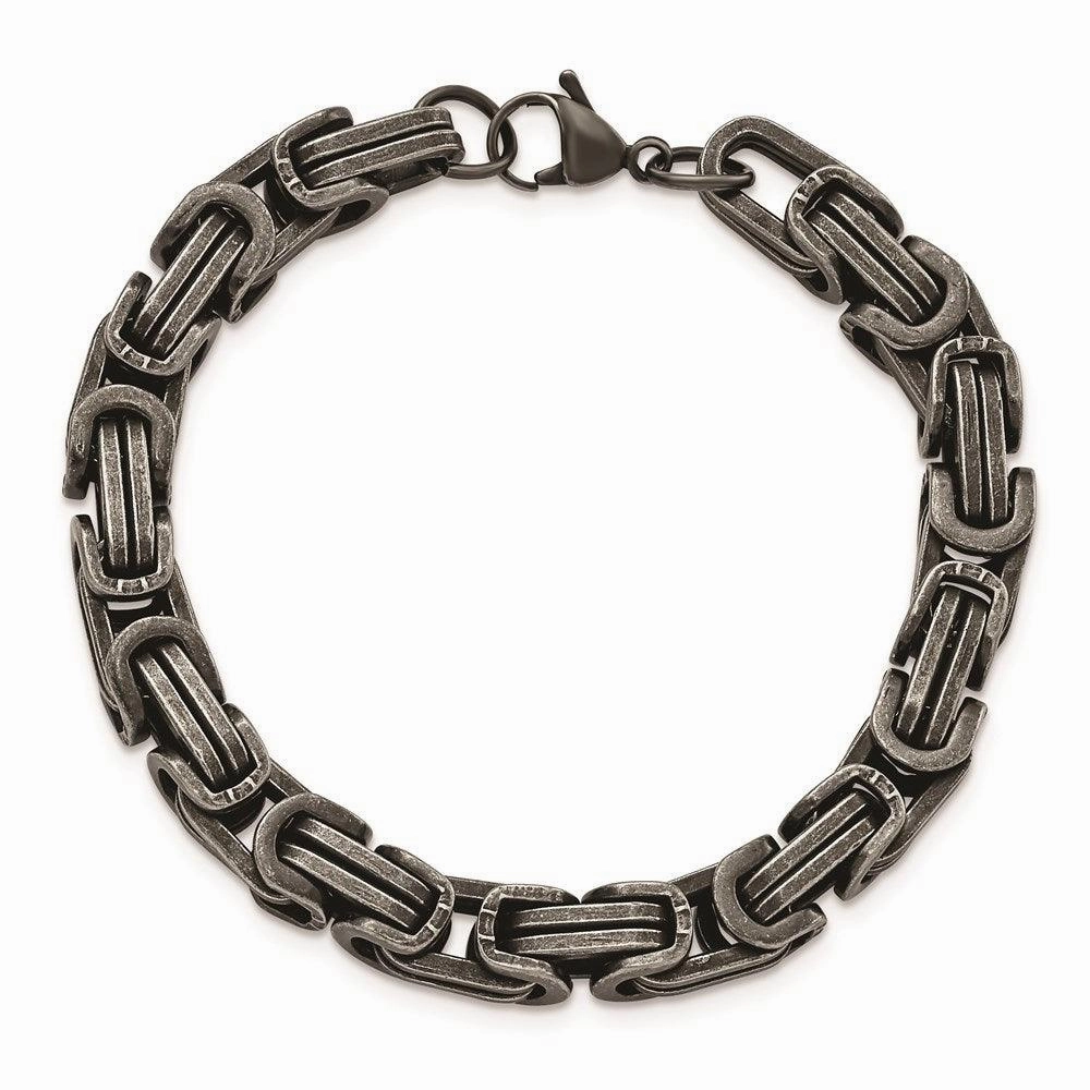 Stainless Steel Antiqued White Bronze Plated 8.5mm 8.5in Bracelet