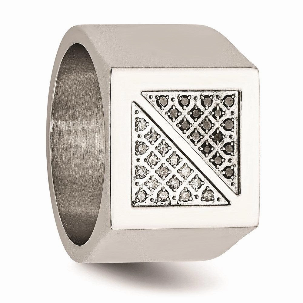 Stainless Steel Black & White Diamond Ring