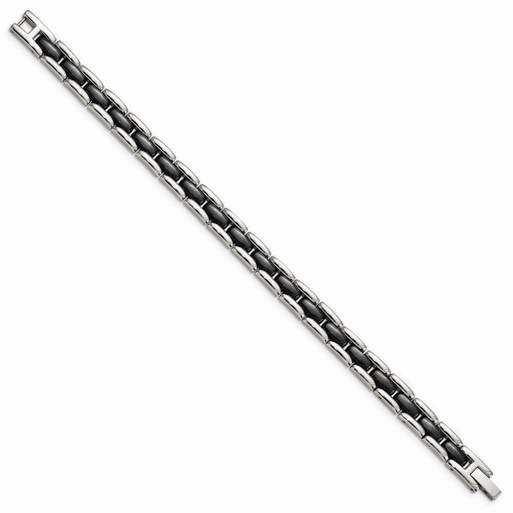 Stainless Steel Black Ceramic 8in Bracelet