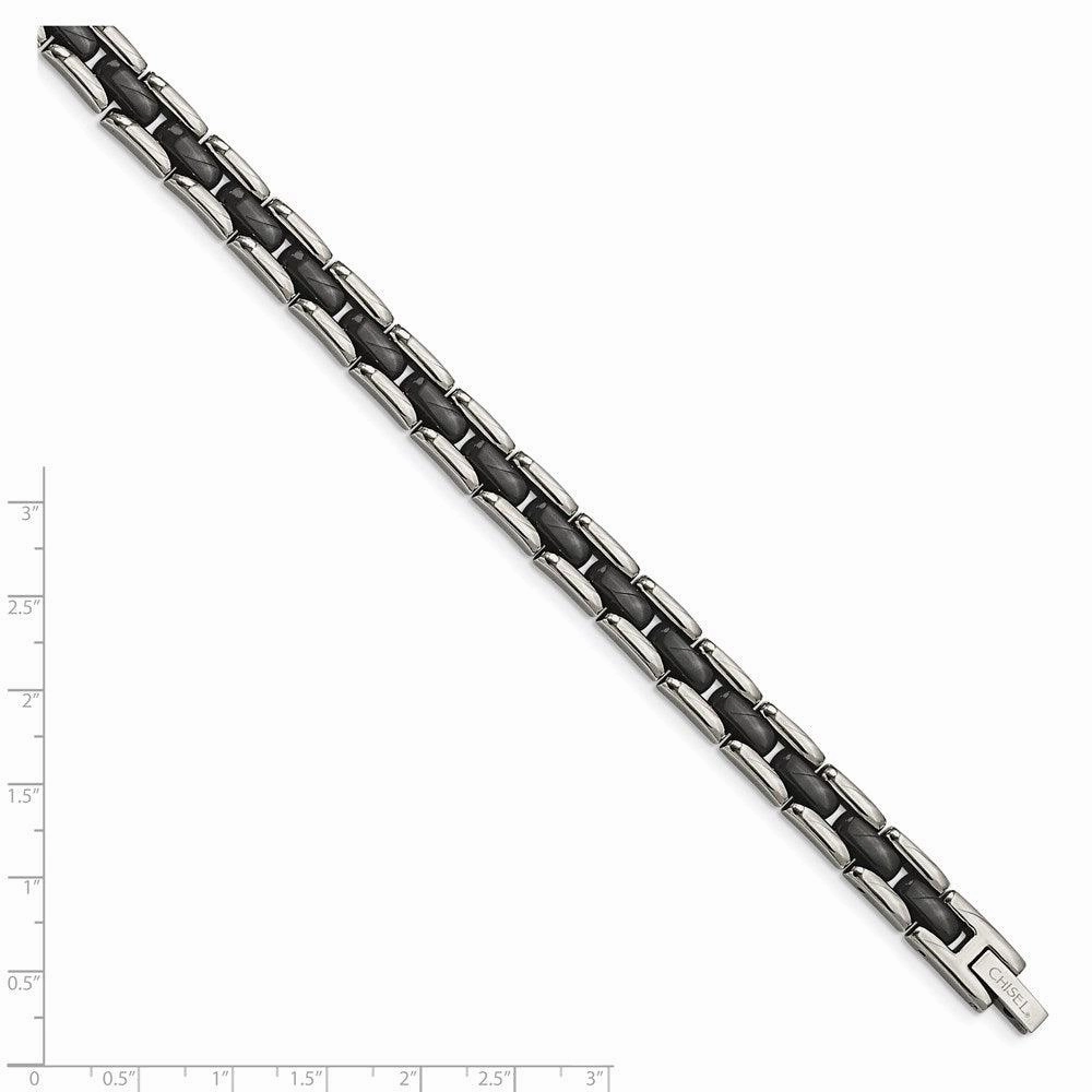 Stainless Steel Black Ceramic 8in Bracelet
