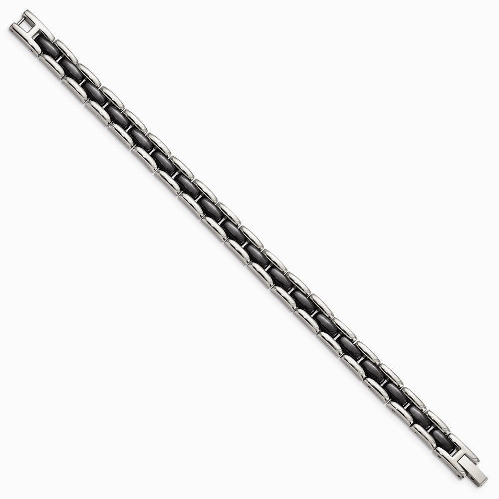 Stainless Steel Black Ceramic 8in Bracelet