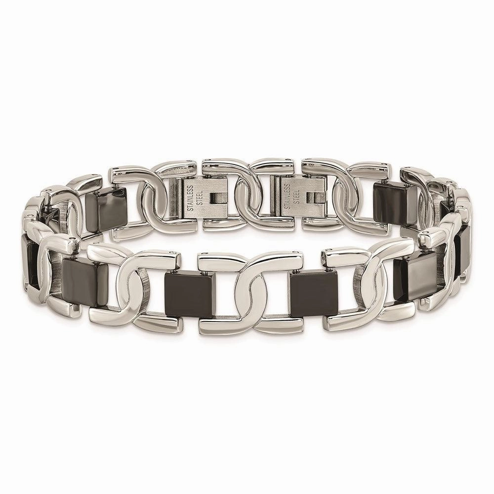 Stainless Steel Black IP-plated 8in Bracelet