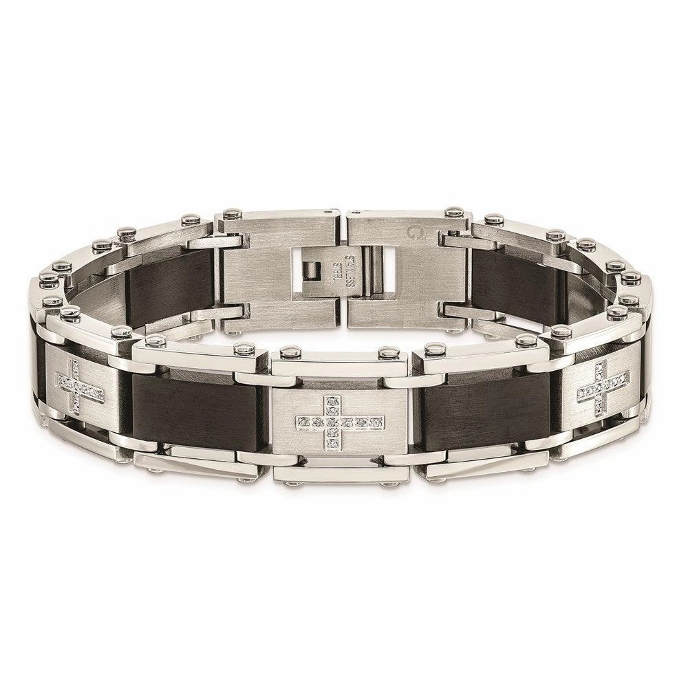 Stainless Steel Black IP-plated & 1/4ct. Diamond 8.75in Bracelet