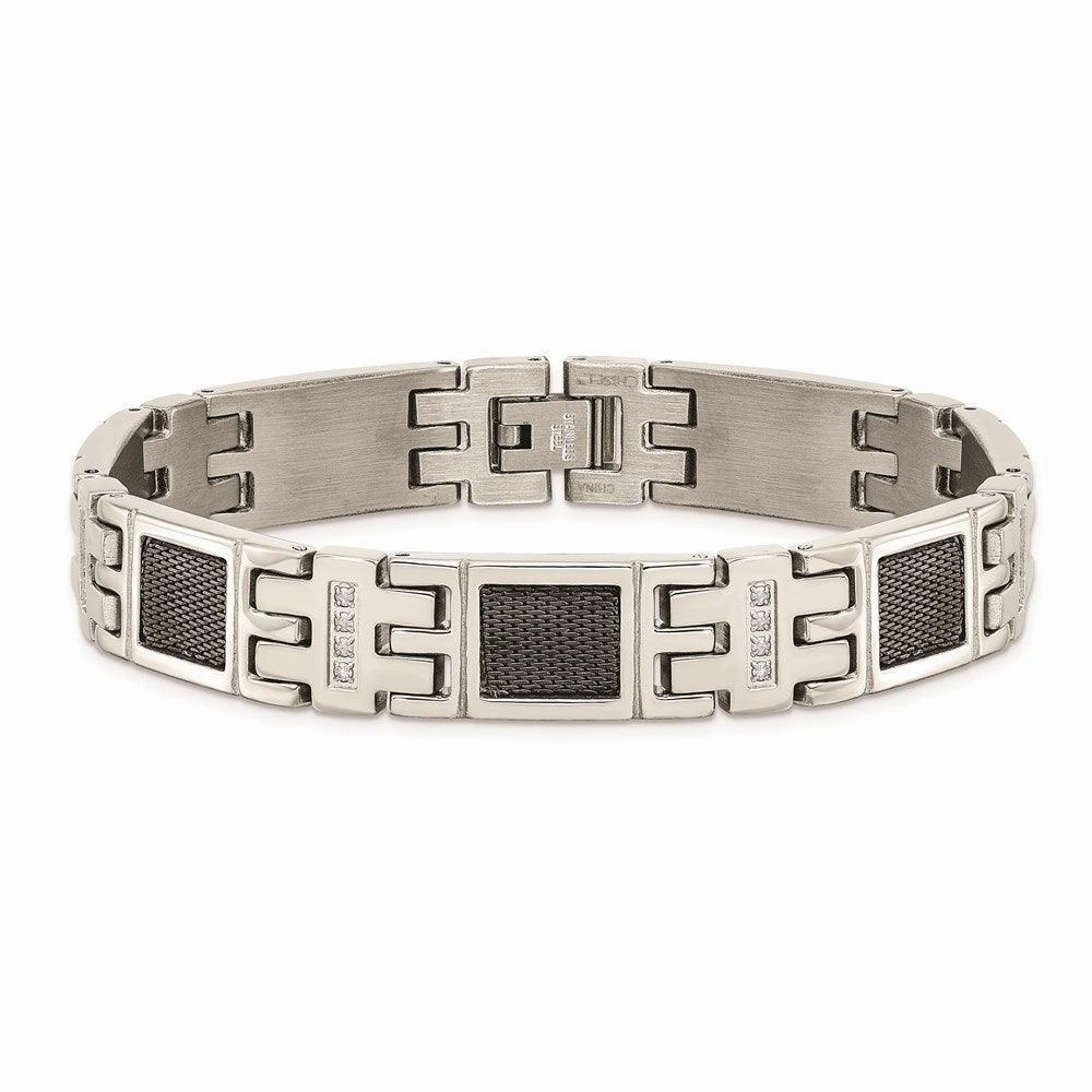Stainless Steel Black IP-plated Mesh1/3ct tw. Diamond Bracelet