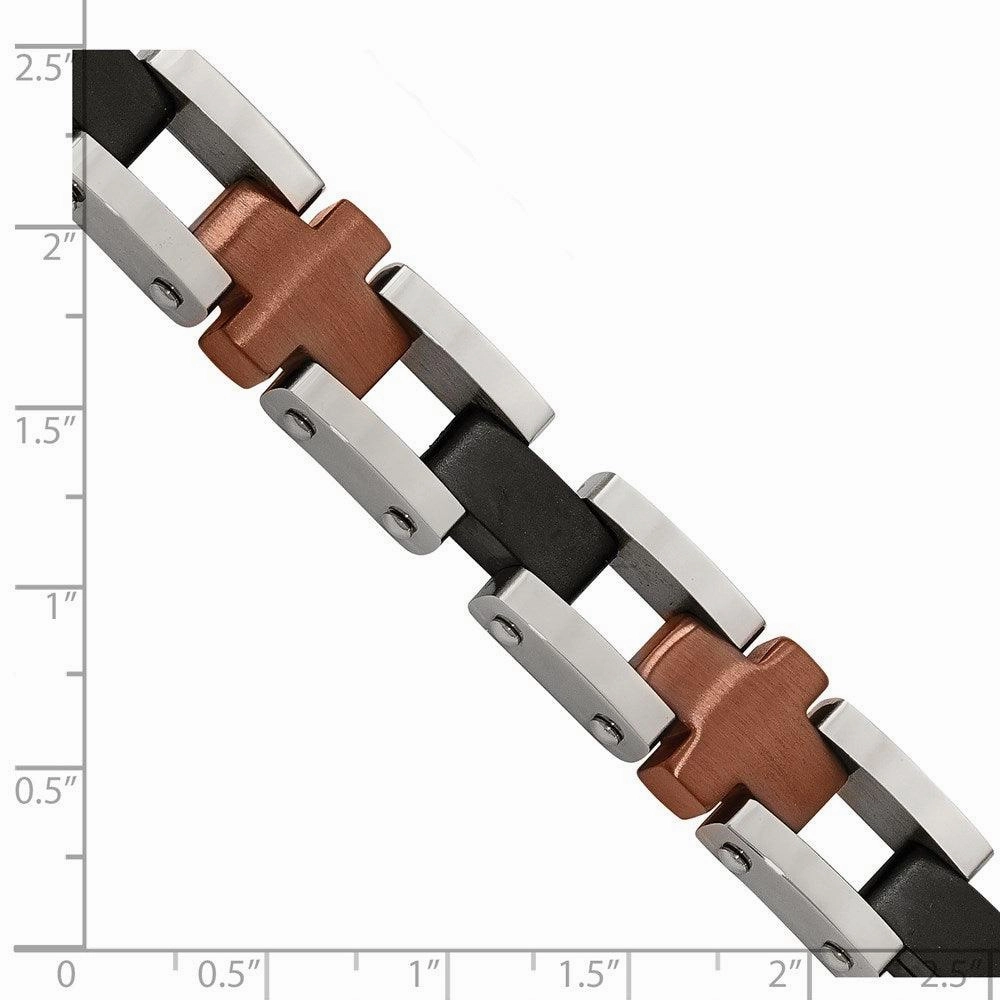 Stainless Steel Brown & Black IP-plated 8.75in Bracelet