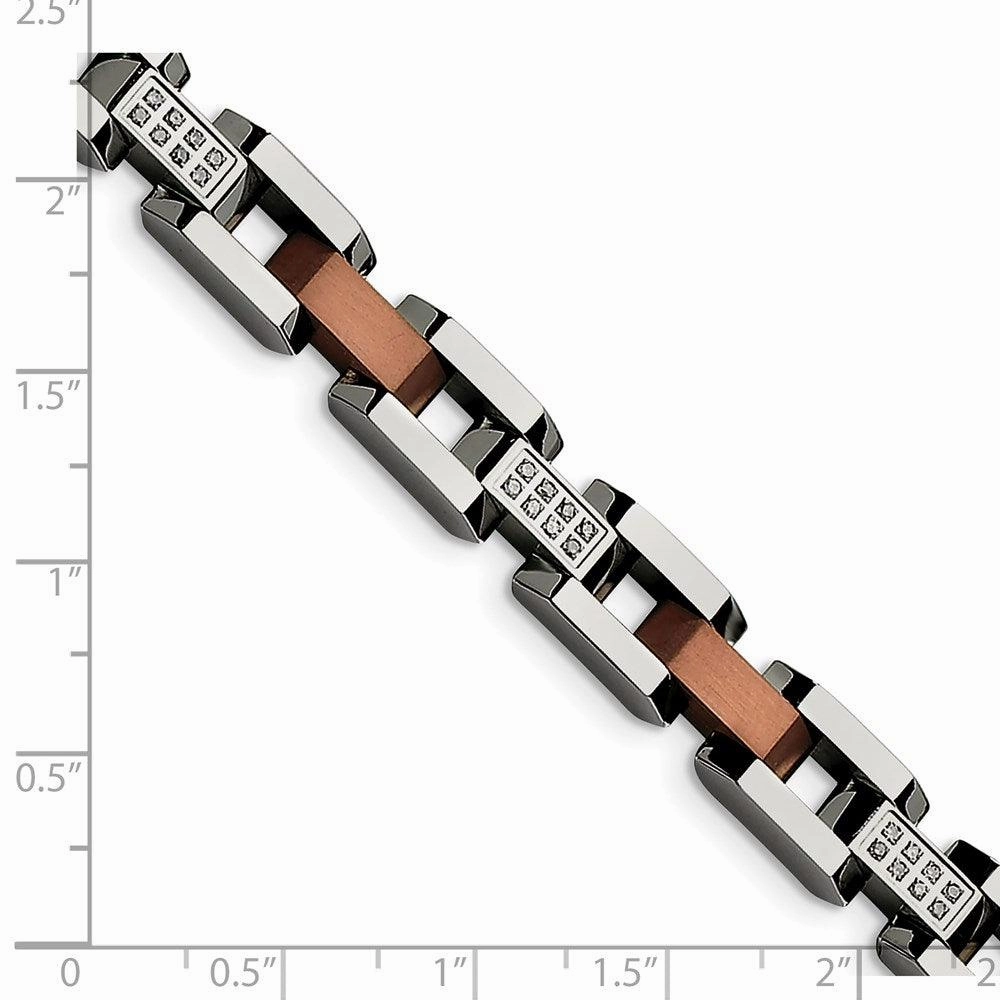 Stainless Steel Brown IP-plated w/1/4ct. Diamond 8.5in Bracelet