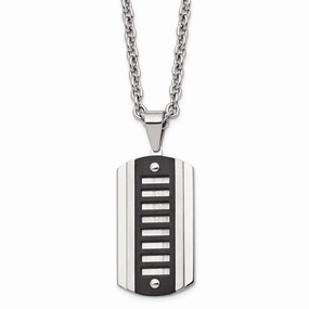 Stainless Steel Brushed & Polished Black Ip-plated Dog Tag Necklace