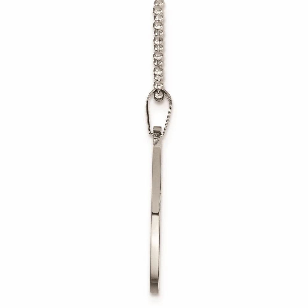 Stainless Steel Brushed & Polished Circle 2mm Thick Dog Tag Necklace