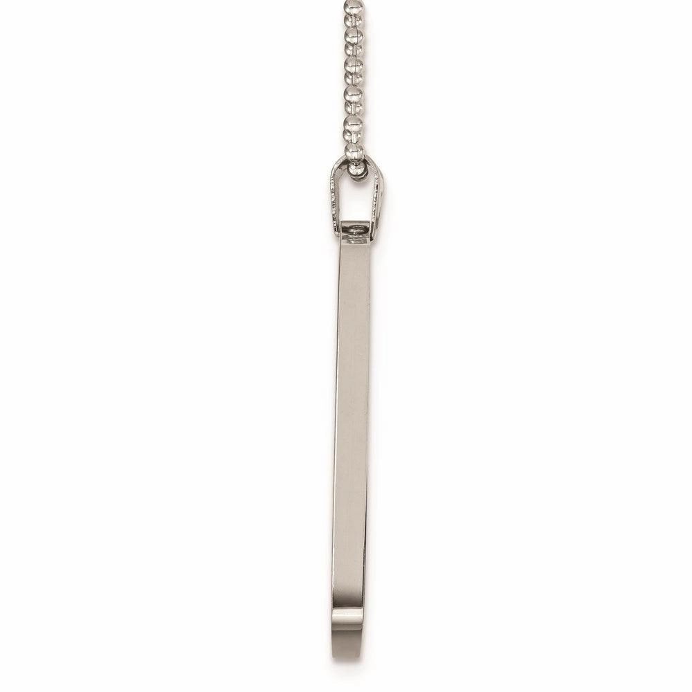 Stainless Steel Brushed & Polished Rounded Edge 4mm Thick Dog Tag Necklace
