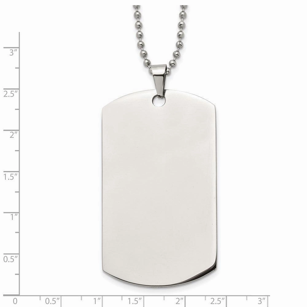Stainless Steel Brushed & Polished Rounded Edge XLarge 2mm Dog Tag Necklace