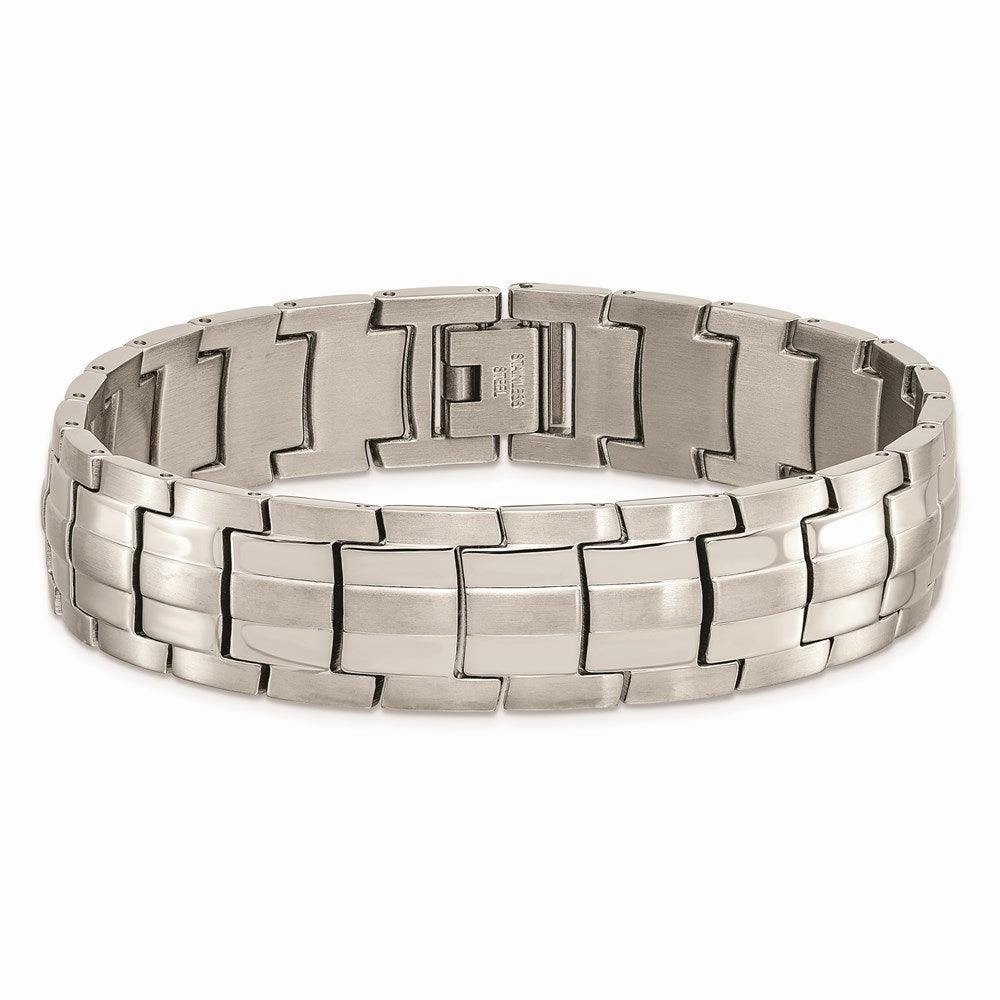 Stainless Steel Brushed and Polished 8.5in Link Bracelet