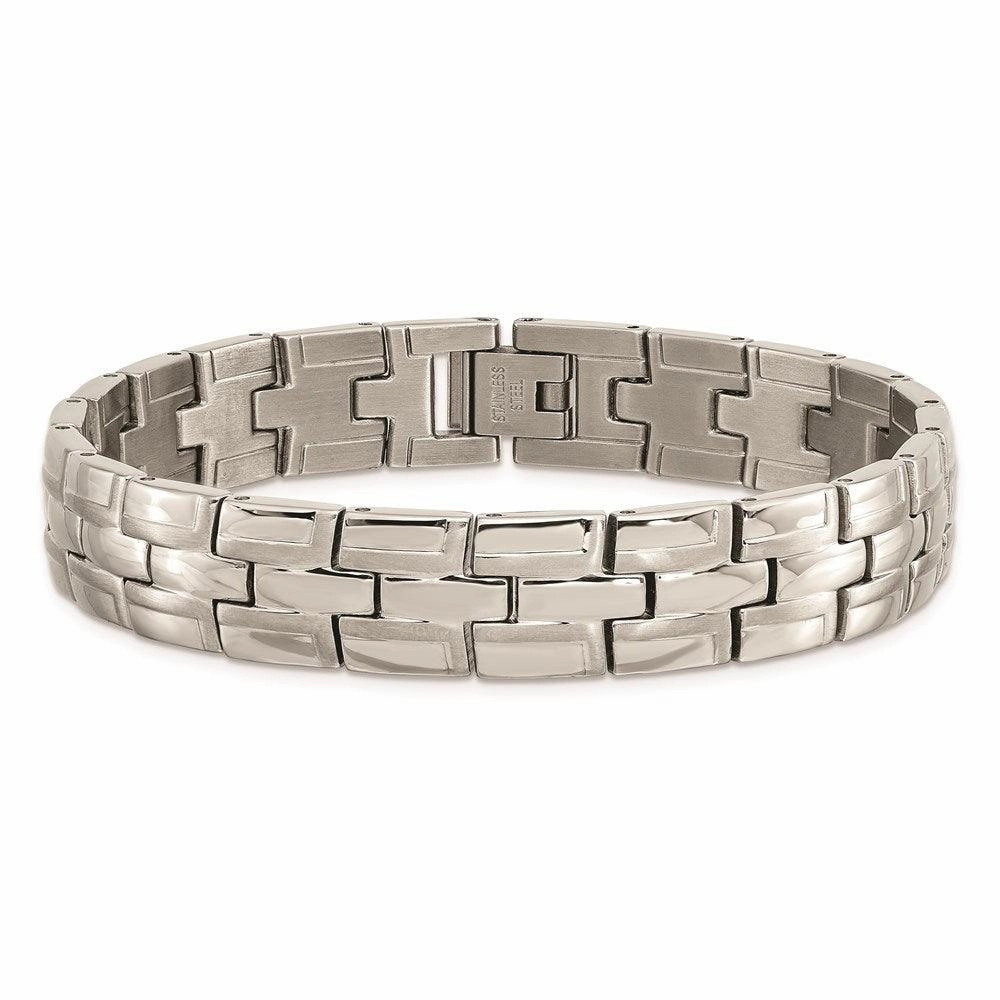 Stainless Steel Brushed and Polished 8.5in Link Bracelet