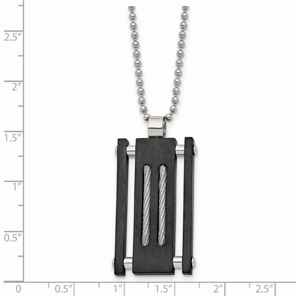 Stainless Steel Brushed and Polished Black IP Cable Necklace