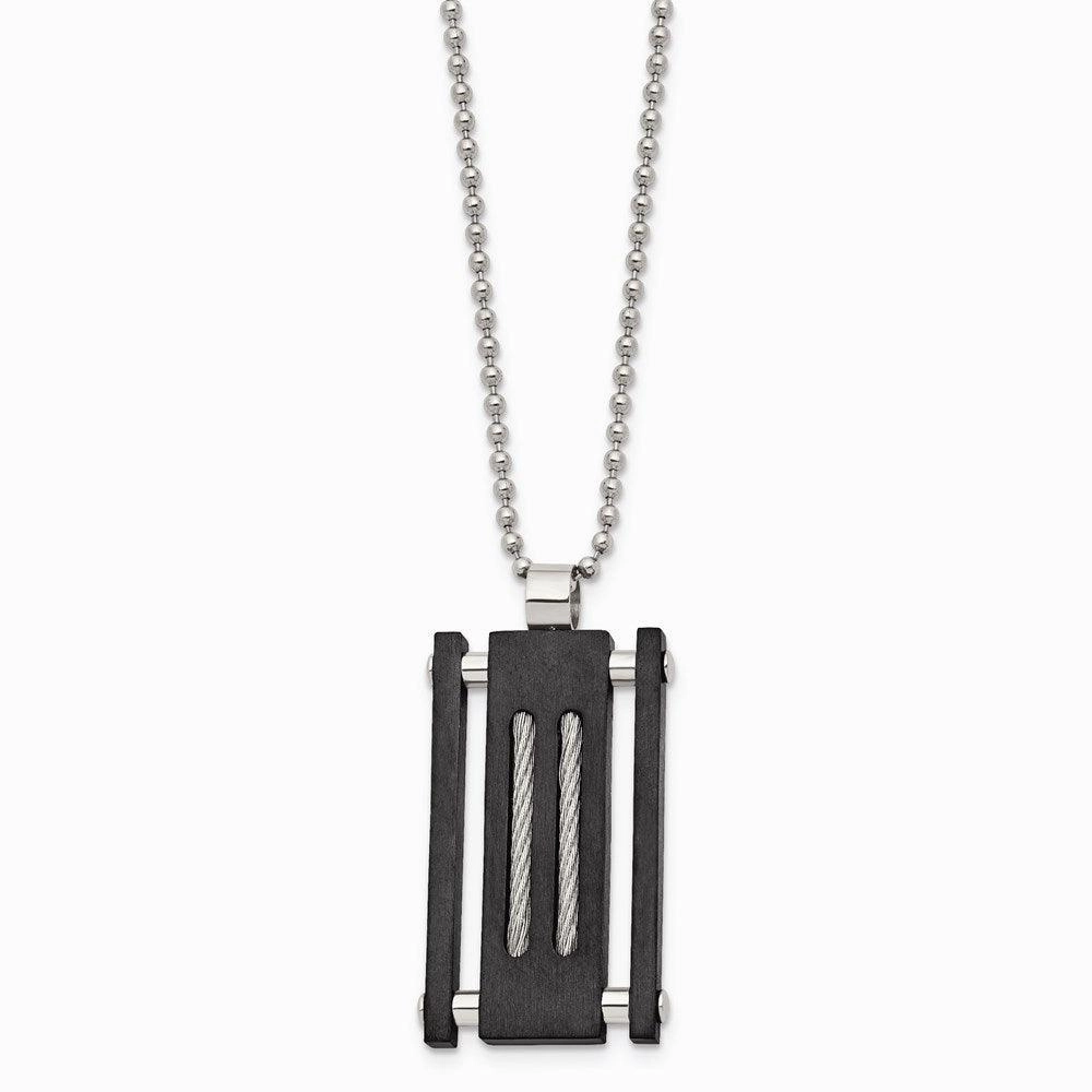 Stainless Steel Brushed and Polished Black IP Cable Necklace