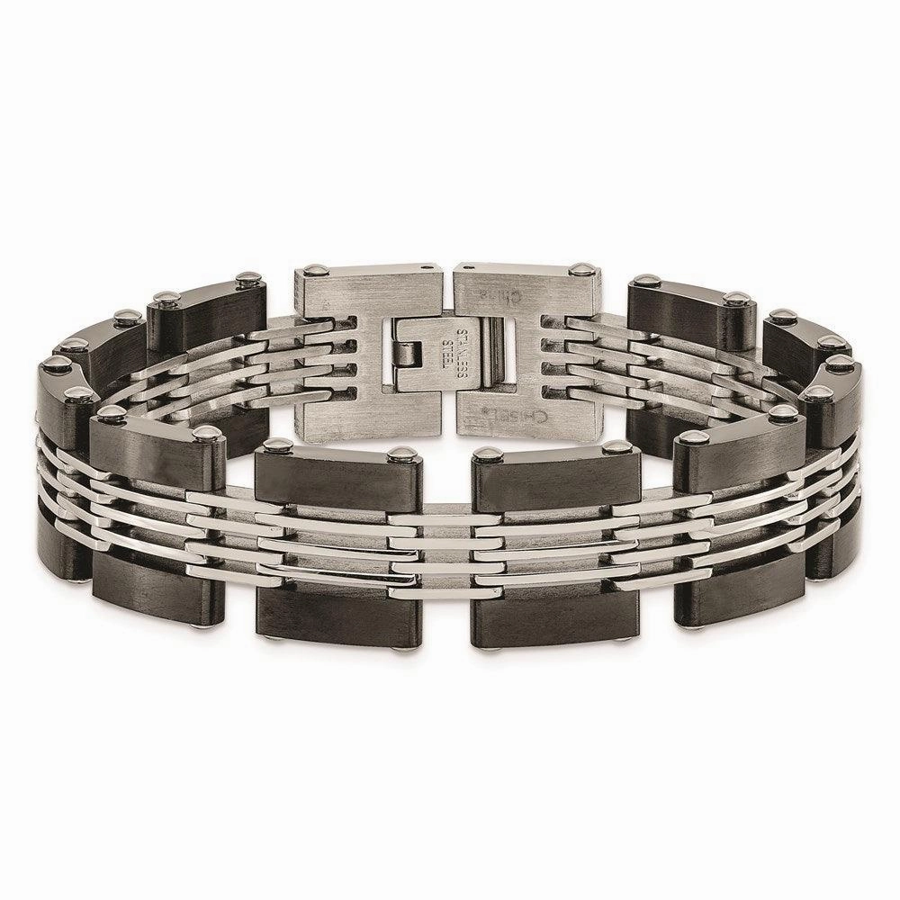 Stainless Steel Brushed and Polished Black IP-plated Bracelet