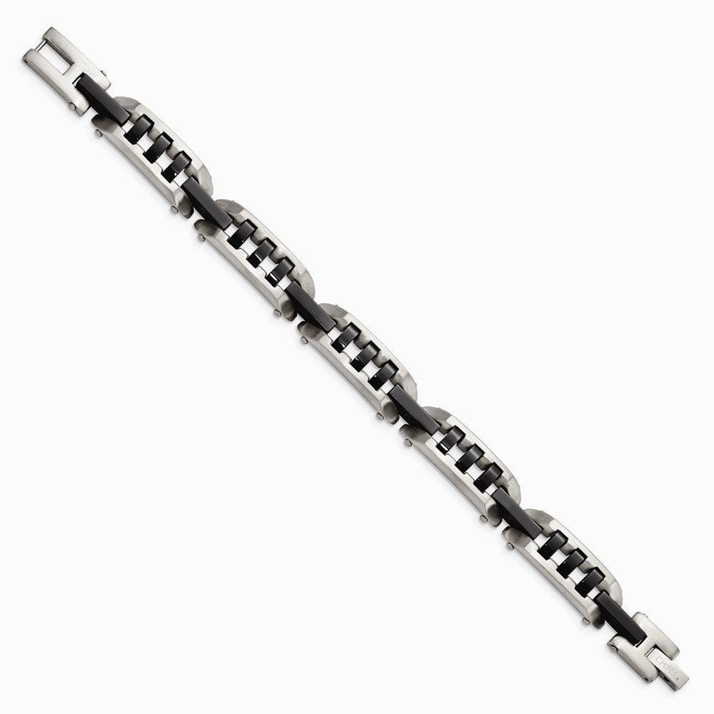 Stainless Steel Brushed and Polished Black IP-plated Bracelet