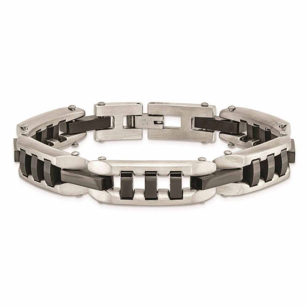 Stainless Steel Brushed and Polished Black IP-plated Bracelet