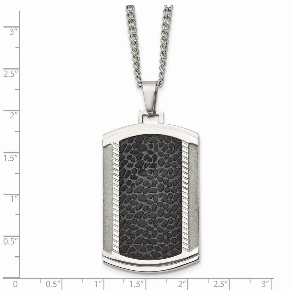 Stainless Steel Brushed and Polished Black IP-plated Dogtag Necklace