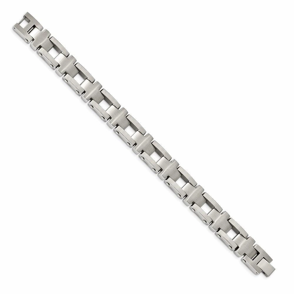 Stainless Steel Brushed and Polished Cross 8.5in Link Bracelet