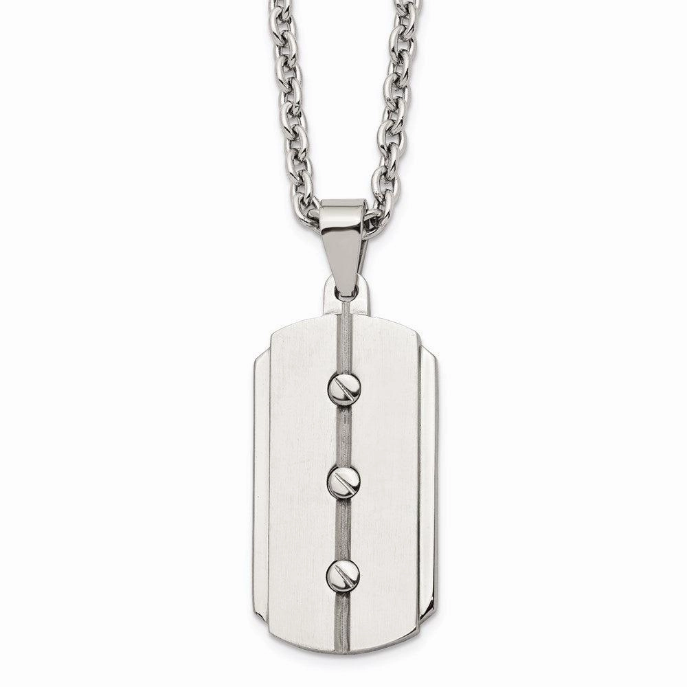Stainless Steel Brushed and Polished Dog Tag Necklace