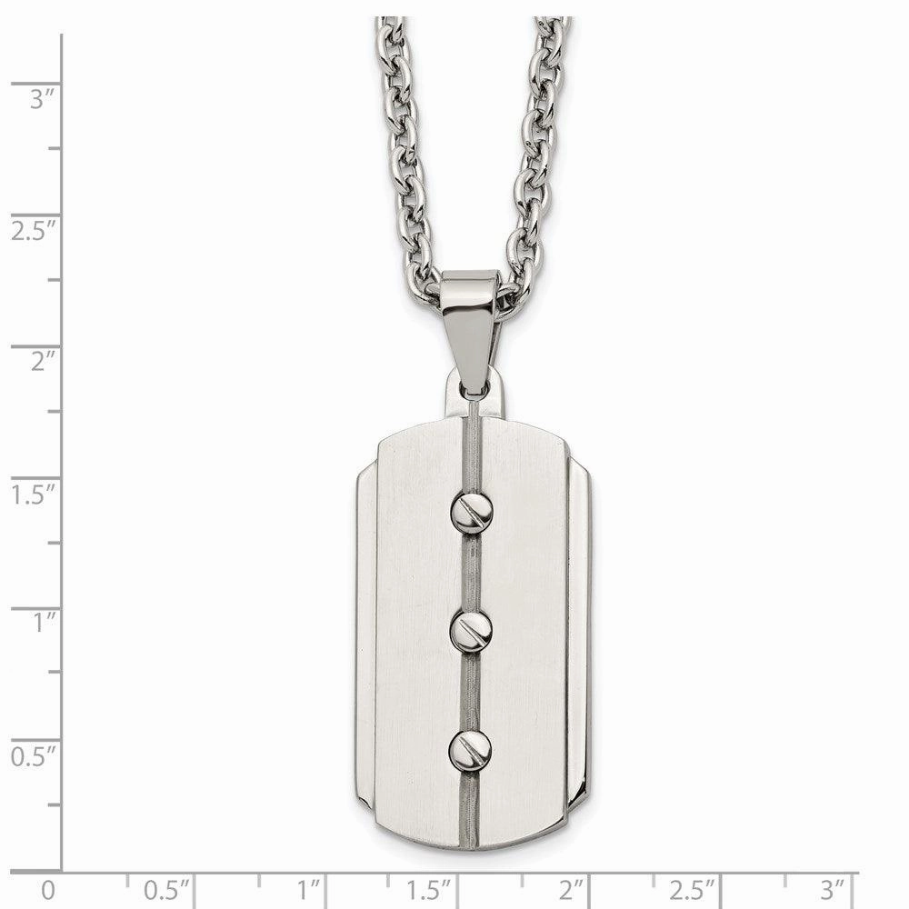 Stainless Steel Brushed and Polished Dog Tag Necklace