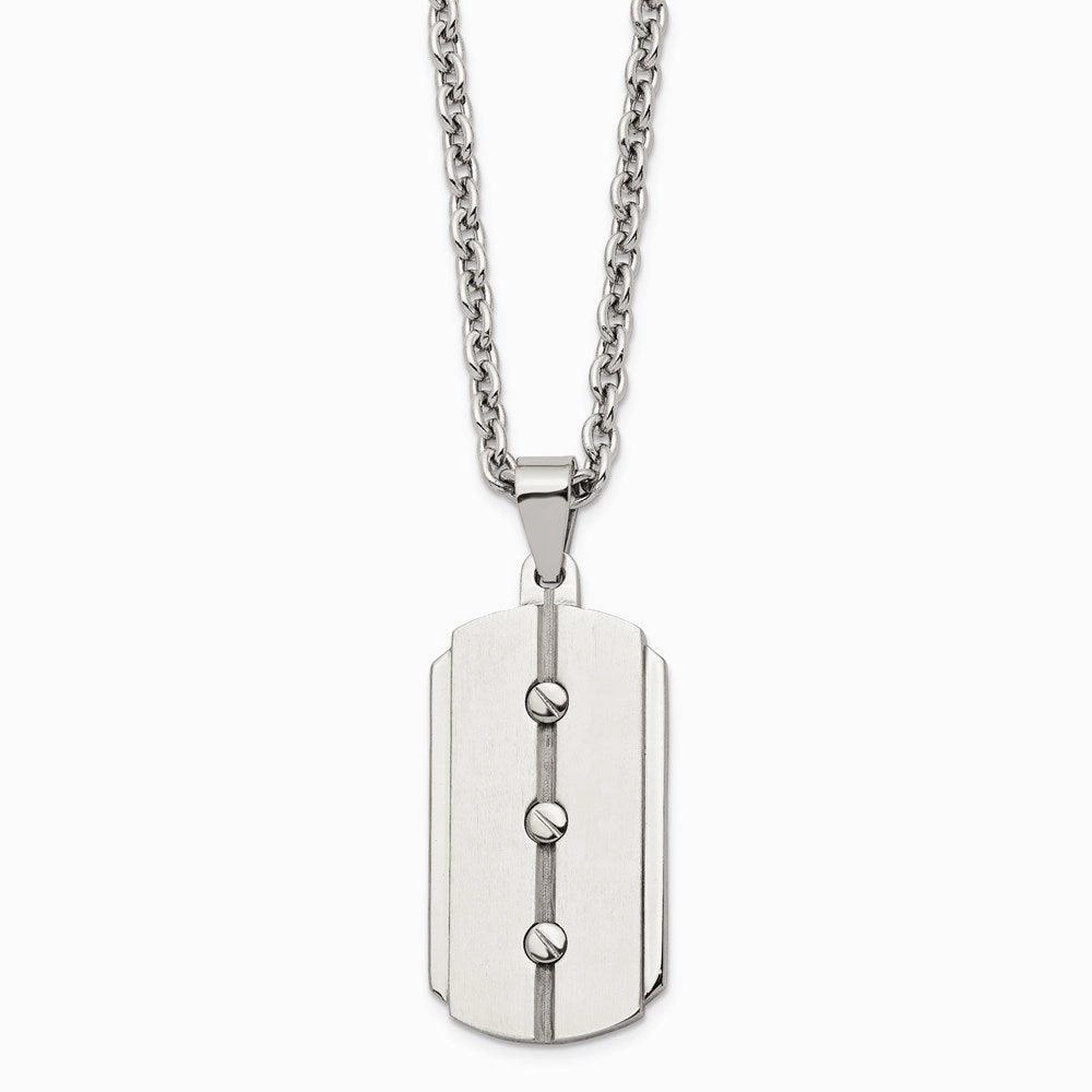 Stainless Steel Brushed and Polished Dog Tag Necklace