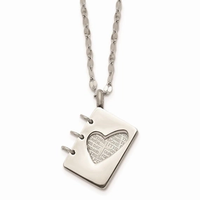 Stainless Steel Brushed and Polished Lord's Prayer Necklace