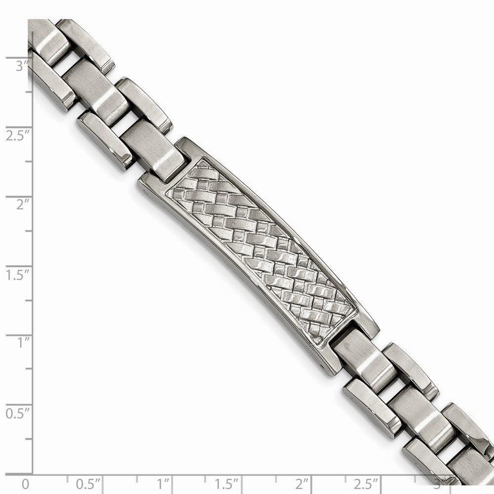 Stainless Steel Brushed and Polished Weaved Pattern ID Bracelet