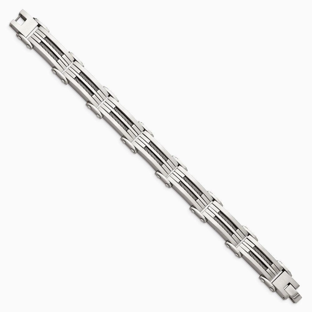 Stainless Steel Brushed and Polished Wire Bracelet