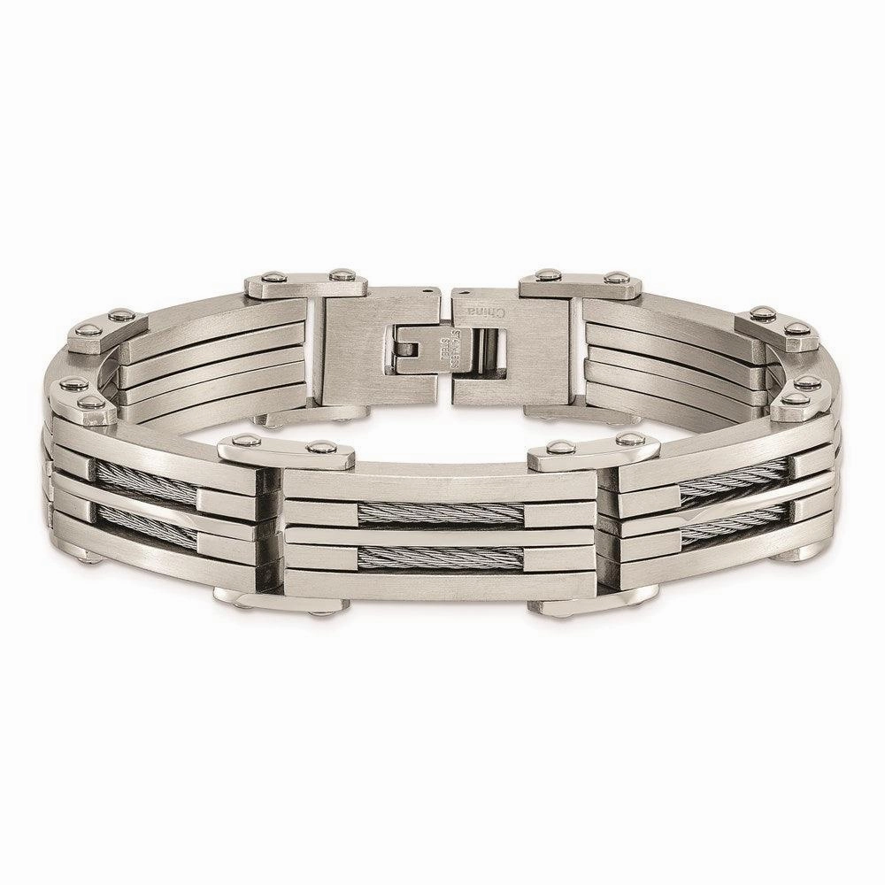 Stainless Steel Brushed and Polished Wire Bracelet
