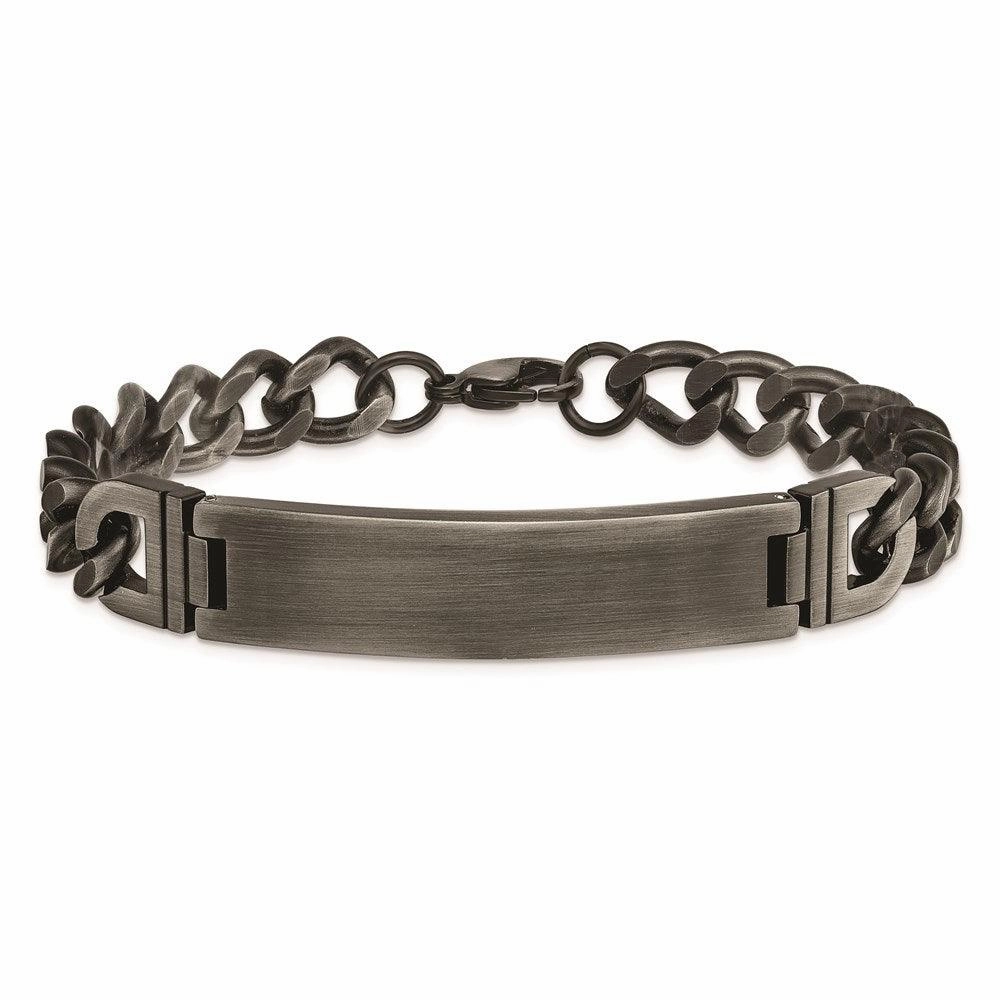 Stainless Steel Brushed Antiqued White Bronze Plated 8.75in ID Bracelet