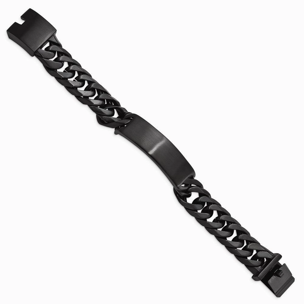 Stainless Steel Brushed Black IP ID Link Bracelet