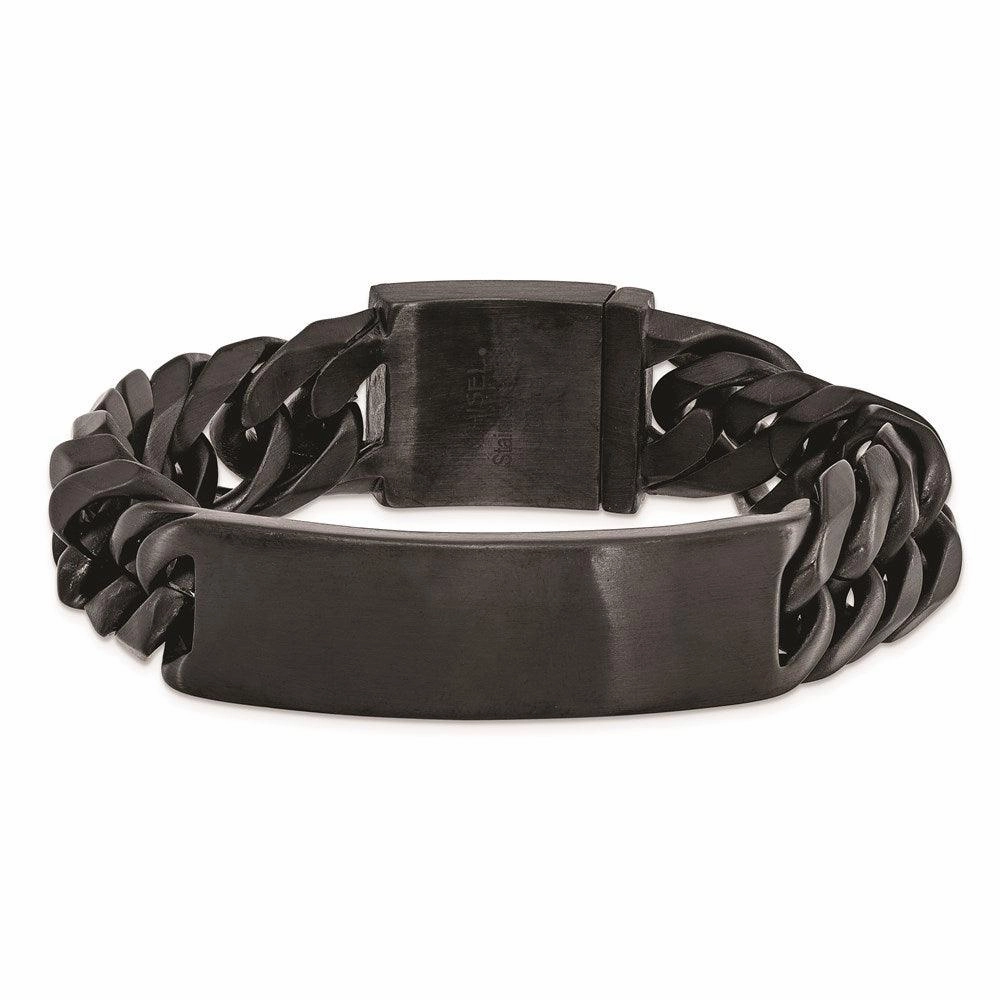 Stainless Steel Brushed Black IP ID Link Bracelet
