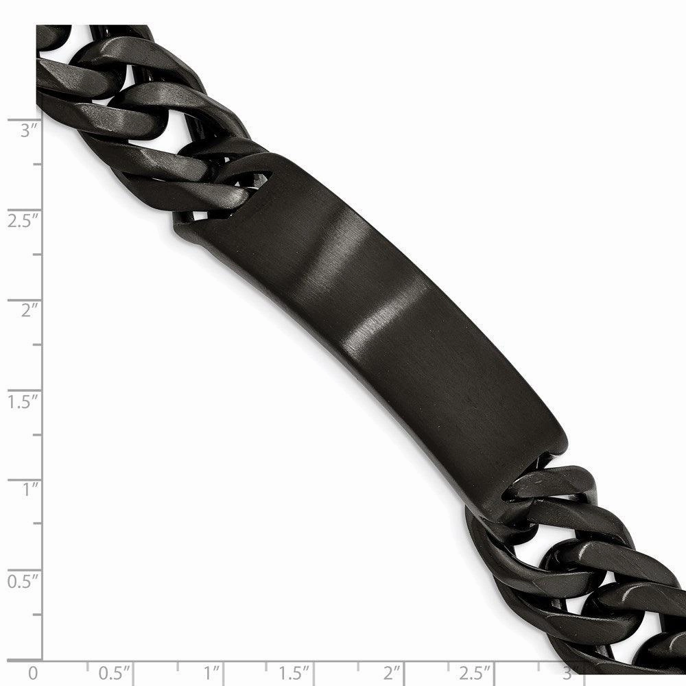Stainless Steel Brushed Black IP ID Link Bracelet