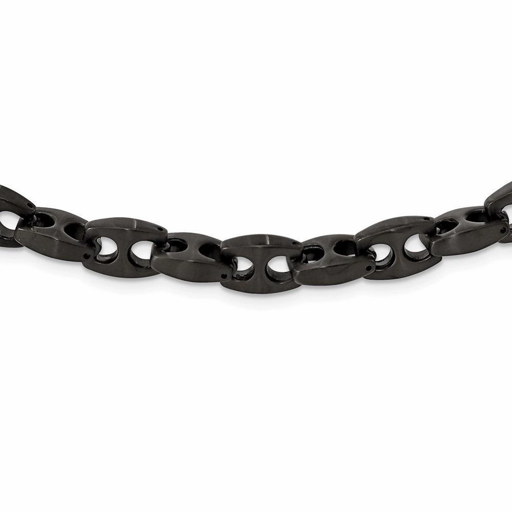 Stainless Steel Brushed Black IP Link Necklace