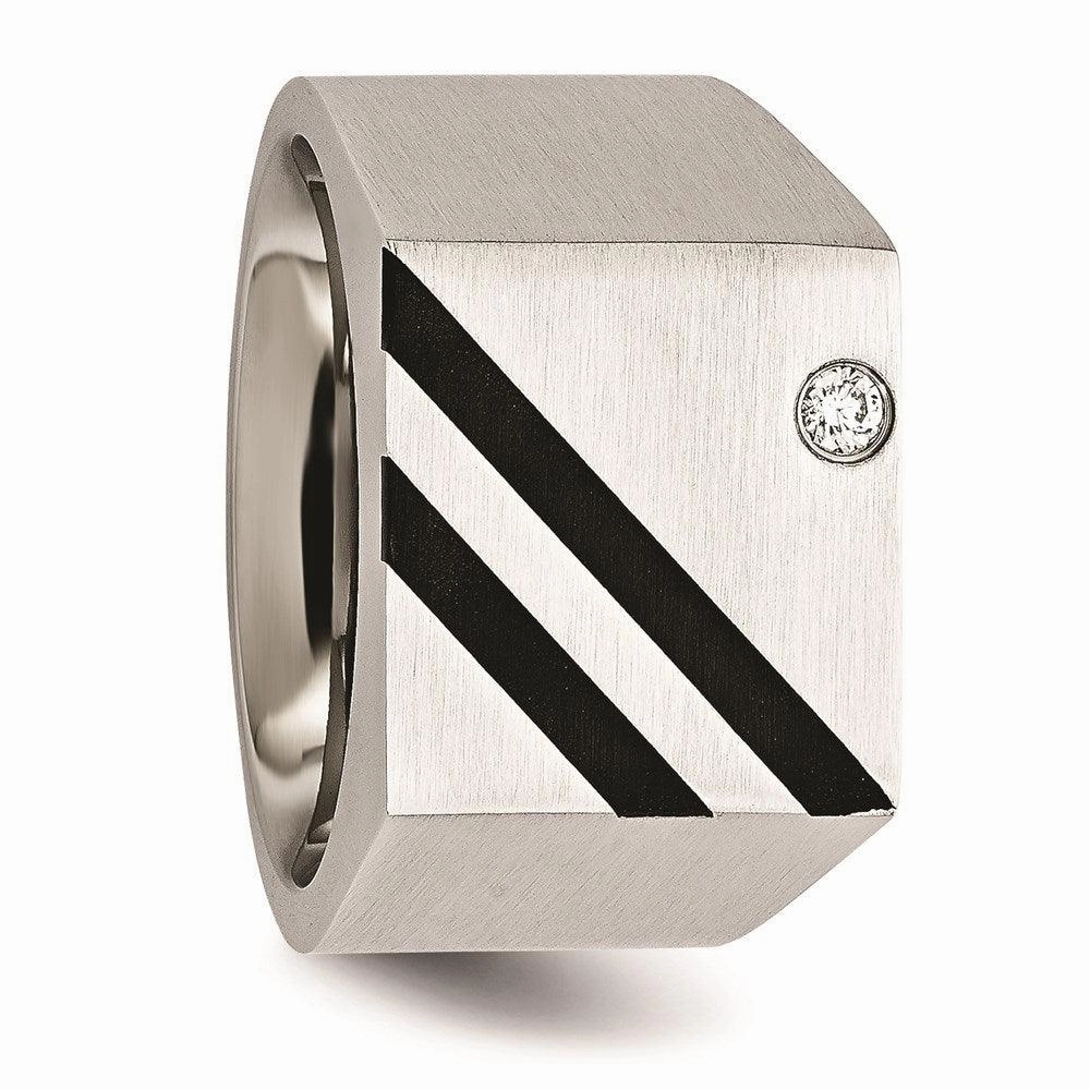 Stainless Steel Brushed Black IP-plated CZ Ring
