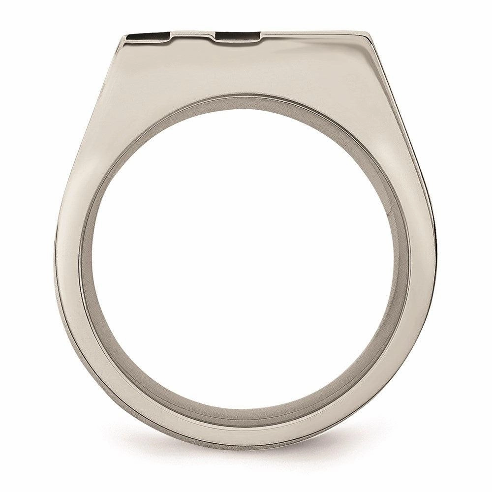 Stainless Steel Brushed Black IP-plated CZ Ring