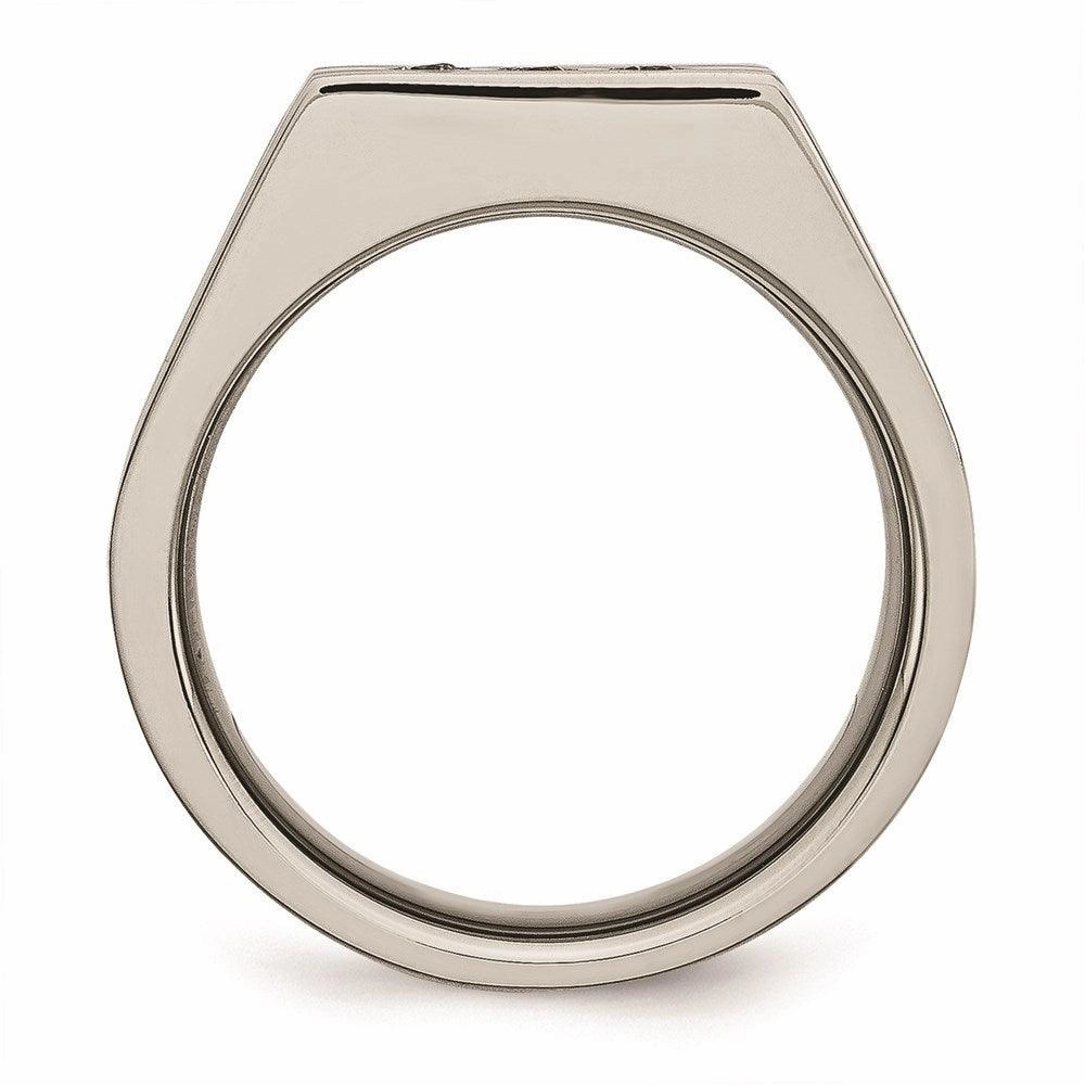 Stainless Steel Brushed Black IP-plated CZs Ring