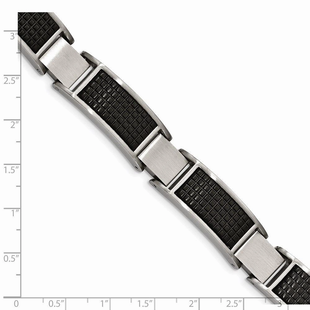 Stainless Steel Brushed Black IP Textured Link w/.50in ext. Bracelet
