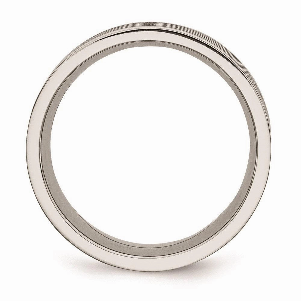 Stainless Steel Brushed Black Rubber 10.00mm Ring