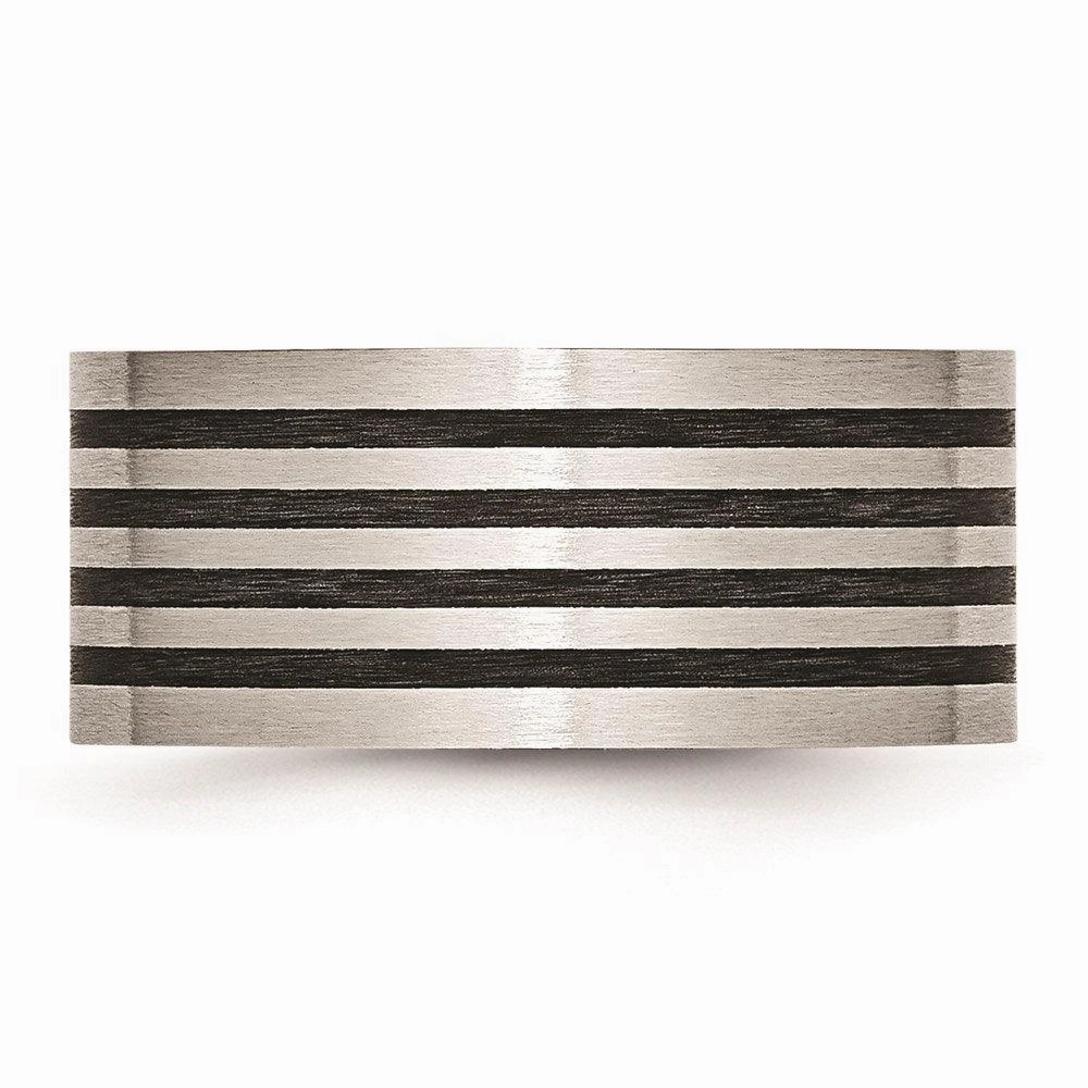 Stainless Steel Brushed Black Rubber 10.00mm Ring
