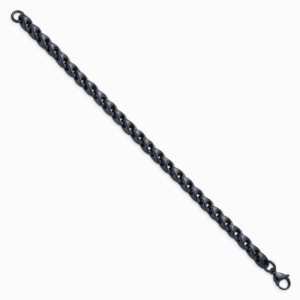 Stainless Steel Brushed Dark Grey/Blue IP-plated 5.75mm 8.5in Bracelet