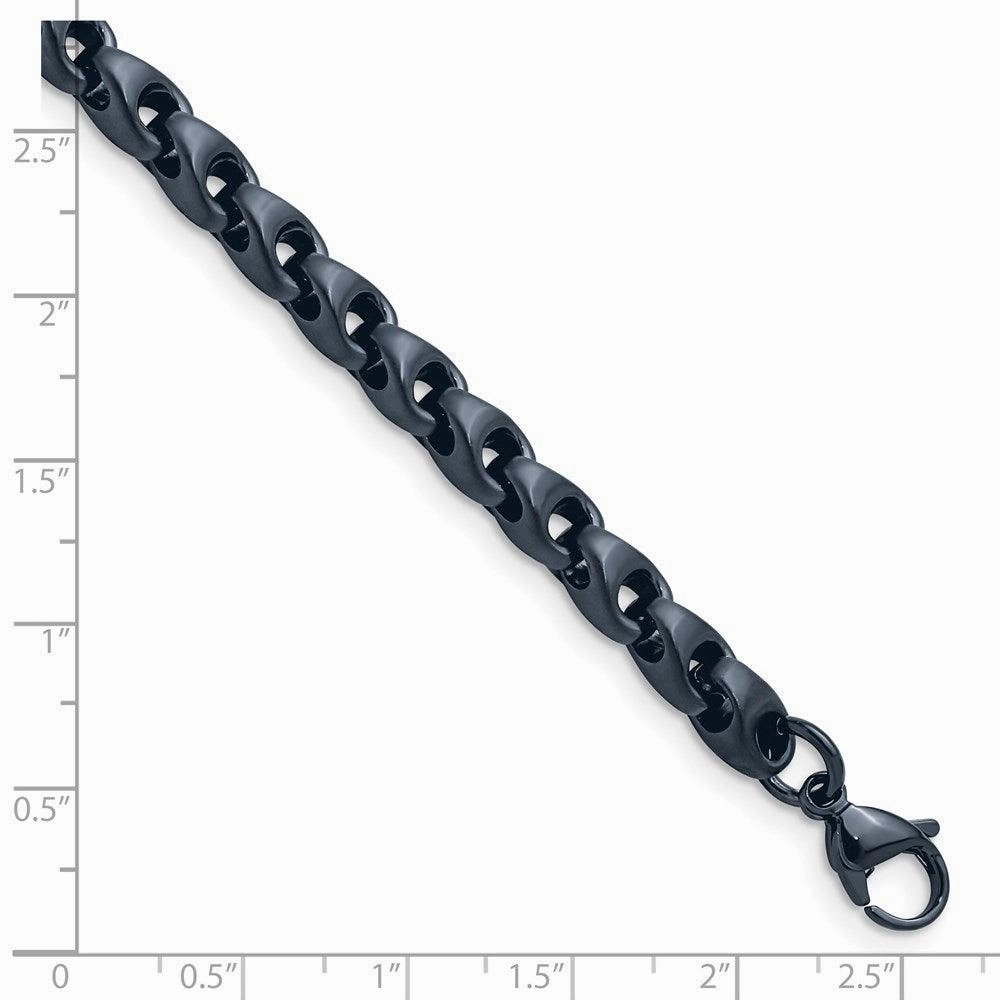 Stainless Steel Brushed Dark Grey/Blue IP-plated 5.75mm 8.5in Bracelet