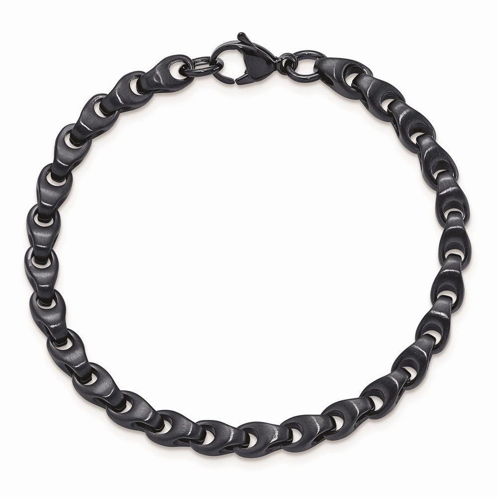 Stainless Steel Brushed Dark Grey/Blue IP-plated 5.75mm 8.5in Bracelet