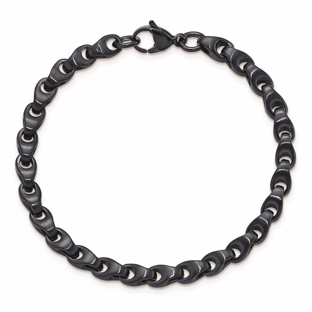 Stainless Steel Brushed Dark Grey/Blue IP-plated 5.75mm 8.5in Bracelet