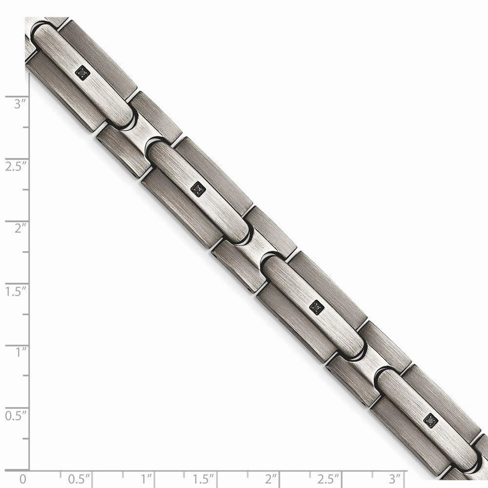 Stainless Steel Brushed w/Black CZ Bracelet
